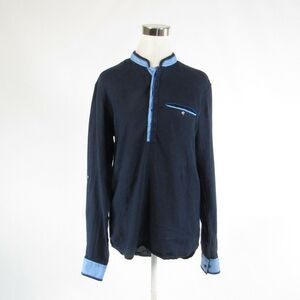 Zillian blue linen long sleeve blouse L